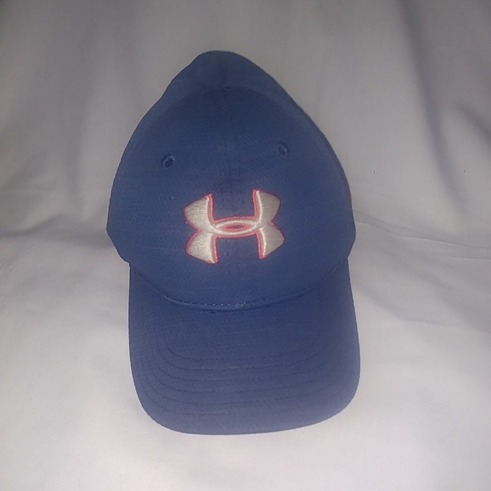 UNDER ARMOUR -Youth CAP   blue with neon white and orange logo.